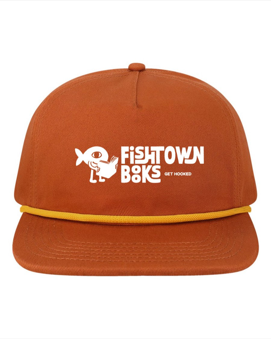 Get Hooked: Fishtown Books Orange Five-Panel Rope Cap