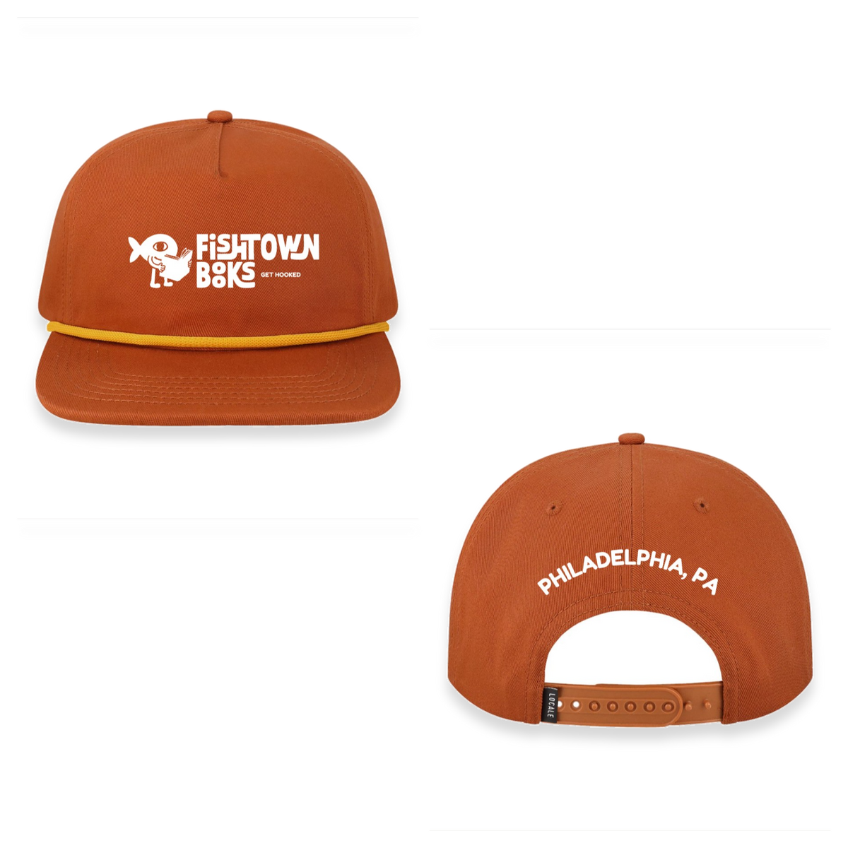 Get Hooked: Fishtown Books Orange Five-Panel Rope Cap